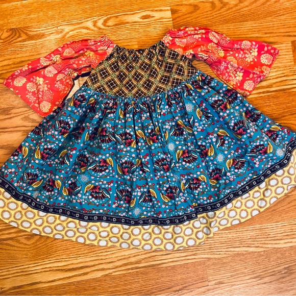 Pish Posh Girls Mixed Print Long Sleeve Cotton Dress Size 4T Matilda Jane Style - Picture 5 of 14